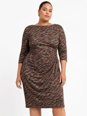 VINTAGE DAVID MEISTER Multicolor Zigzag Midi Sheath Dress Size 12